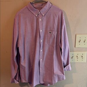 LACOSTE BUTTON DOWN SIZE XL PINK/LAVENDER COLOR